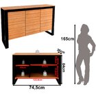 Balcão Armário Para Escritório 3 Portas Em Mdp Amêndoa/preto