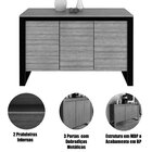 Balcão Armário Para Escritório 3 Portas Em Mdp Amêndoa/preto