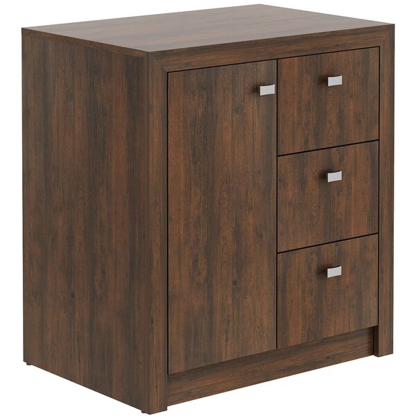 Balcão Armário Para Escritório Com 1 Porta E 3 Gavetas Rústico