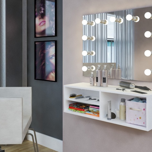 Balcão Armário Parede Branco P/ Guardar Produtos De Cabelo