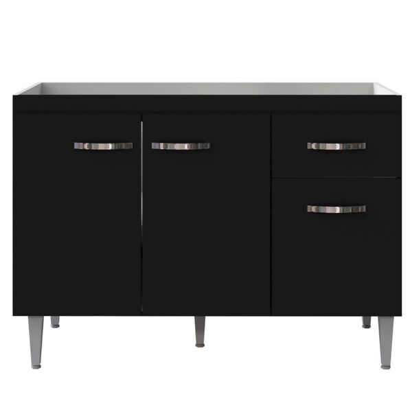 Balcão Armário Sem Tampo 120 Cm Gabriela Preto Fosco