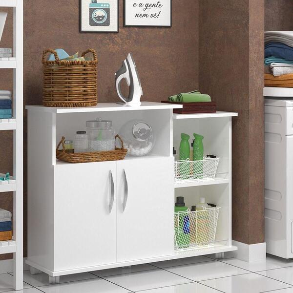 Balcão Armário Tampo Branco Com 2 Portas