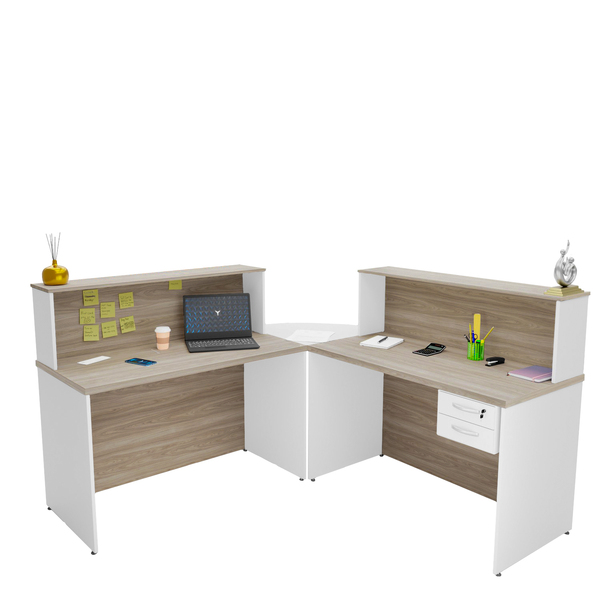 Balcão Atendimento De Canto C/ Gaveteiro Recepção 1200x600 Ne