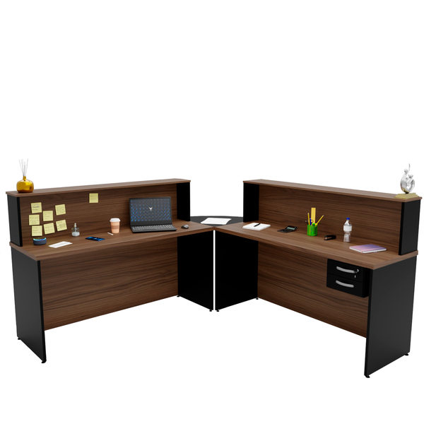 Balcão Atendimento De Canto C/ Gaveteiro Recepção 1400x600 Ne