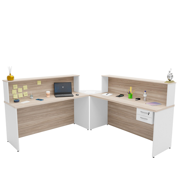 Balcão Atendimento De Canto C/ Gaveteiro Recepção 1400x600 Ne
