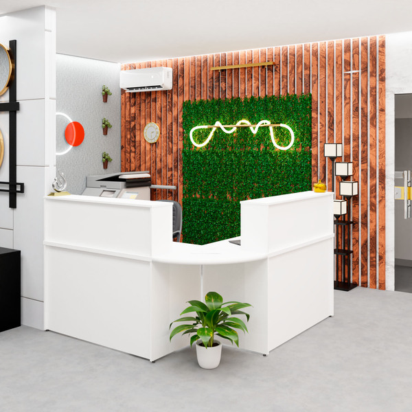 Balcão Atendimento De Canto Em L Recepção Consultório 120x60