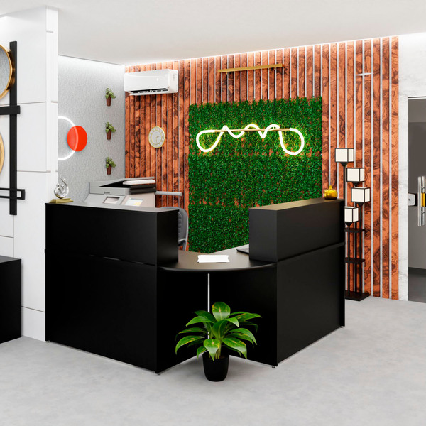 Balcão Atendimento De Canto Em L Recepção Consultório 120x60