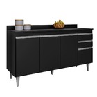 Balcão Ayla 4 Portas 150cm S/ Tampo Preto - Vallisa Decor