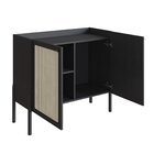 Balcão Bar 2 Portas 93cm Palhinha Pé Madeira Oslo Nero/preto