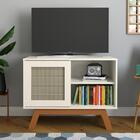 Balcão Bar Miami Detalhe Em Palha Sintética Off White