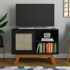 Balcão Bar Miami Detalhe Em Palha Sintética Preto