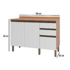 Balcão Bárbara 1200mm 2 Portas 3 Gavetas Freijó E Branco