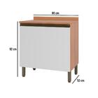 Balcão Bárbara 800mm Com Tampo 2 Portas Freijó E Branco