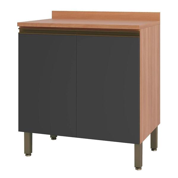 Balcão Bárbara 800mm Com Tampo 2 Portas Freijó E Grafite