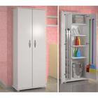 Balcão Branco Armário Multiuso 2 Portas Alto 4 Rodinhas