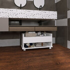 Balcão Branco Gabinete Para Banheiro Com Rodízio E Gaveta