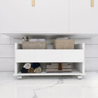 Balcão Branco Gabinete Para Banheiro Com Rodízio E Gaveta