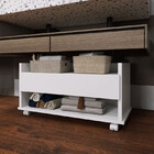 Balcão Branco Gabinete Para Banheiro Com Rodízio E Gaveta