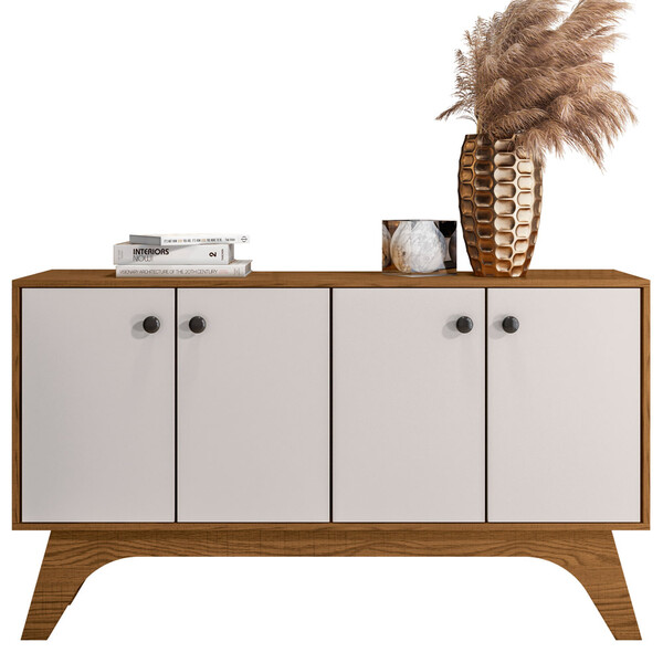 Balcão Buffet 04 Portas Sala De Estar Lívia N01 Ypê Off White
