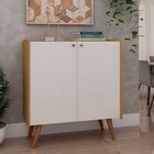 Balcão Buffet 100% Mdf 2 Portas Pés Em Madeira Maciça Cinamom