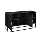 Balcão Buffet 135cm 2 Portas Organico Pé Metal Luna Nero/preto