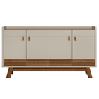 Balcão Buffet 160cm 4 Portas Pés Retrô Luzzo L06 Freijó/off W