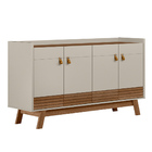 Balcão Buffet 160cm 4 Portas Pés Retrô Luzzo L06 Freijó/off W