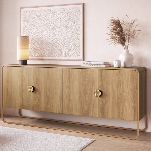 Balcão Buffet 180cm 4 Portas Orgânico Pé Metal Luna Hanover/d