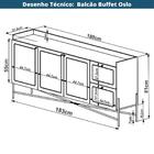 Balcão Buffet 1830mm Oslo Cor Nero Base Madeira Preta