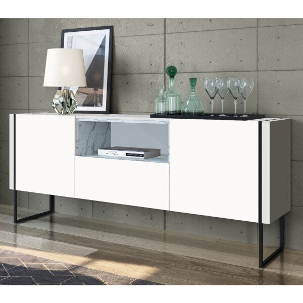 Balcão Buffet 2 Portas 1 Gaveta 180cm Vesta Thassos/branco/pr