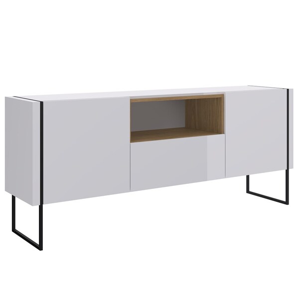 Balcão Buffet 2 Portas 1 Gaveta Estilo Industrial Vesta Branc