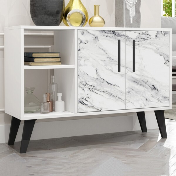 Balcão Buffet 2 Portas 2 Nichos Branco/ades/pvc Preto Bpp 63