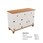 Balcão Buffet 3 Gavetas 3 Portas 130cm Madeira Maciça Tampo B