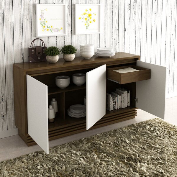 Balcão Buffet 3 Portas 1 Gaveta Bb2610 Tecnomobili Capuccino