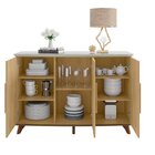 Balcão Buffet 3 Portas 5 Prateleiras Diamante Com Tampo Semi