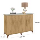 Balcão Buffet 3 Portas 5 Prateleiras Diamante Com Tampo Semi