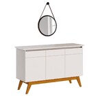 Balcão Buffet 3 Portas Classic Com Espelho Adnet Hi01 Off Whi
