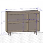 Balcão Buffet 3 Portas Com Pés De Madeira Quartzo Branco/carr