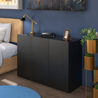 Balcao Buffet 3 Portas Preto Sala De Jantar - Estilo E Funcio