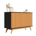 Balcao Buffet 3 Portas Ripado 1,36 Flora Preto Nature