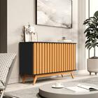 Balcao Buffet 3 Portas Ripado 1,36 Flora Preto Nature