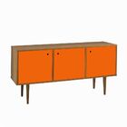 Balcão Buffet 3 Portas Vintage 353 Nogal/laranja Novo - Maxima