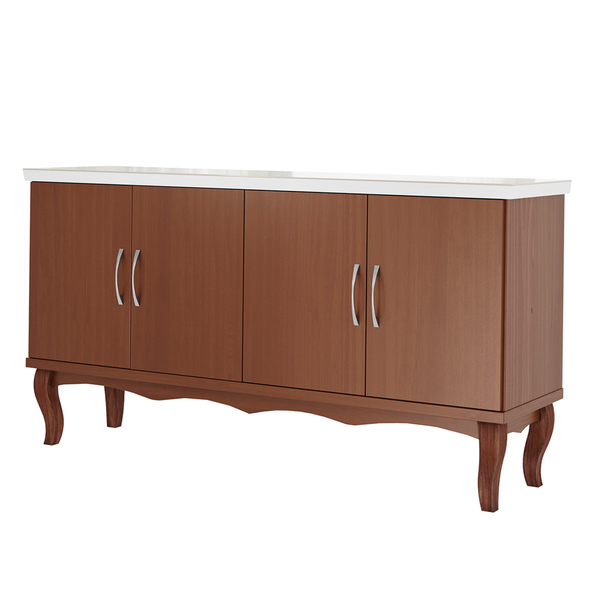Balcão Buffet 4 Portas Aparador 170 Cm Italy Tampo Vidro Off