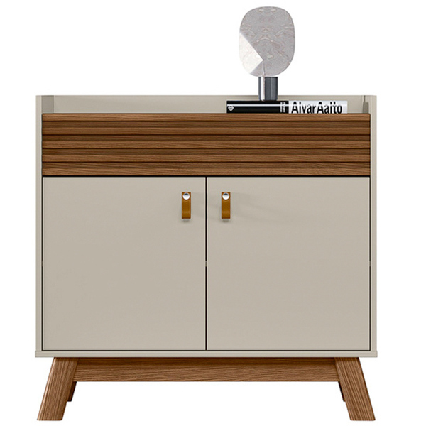 Balcão Buffet 90cm 2 Portas 1 Gaveta Ripada Paula L06 Freijó/