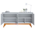 Balcão Buffet Aparador 4 Portas Com Espelho Classic I04 Branc