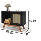 Balcao Buffet Aparador Bar Porta De Correr Rattan Pés Em Made