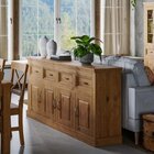 Balcão Buffet Aparador De Madeira Em Cera Com 4 Portas E 4 Ga