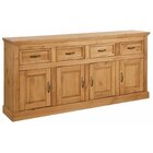 Balcão Buffet Aparador De Madeira Em Cera Com 4 Portas E 4 Ga