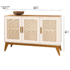 Balcão Buffet Aparador Retrô 3 Portas Rattan Andorra Madeirad