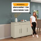 Balcão Buffet Aparador Rubi Com 3 Portas E 1 Gaveta Com Repar